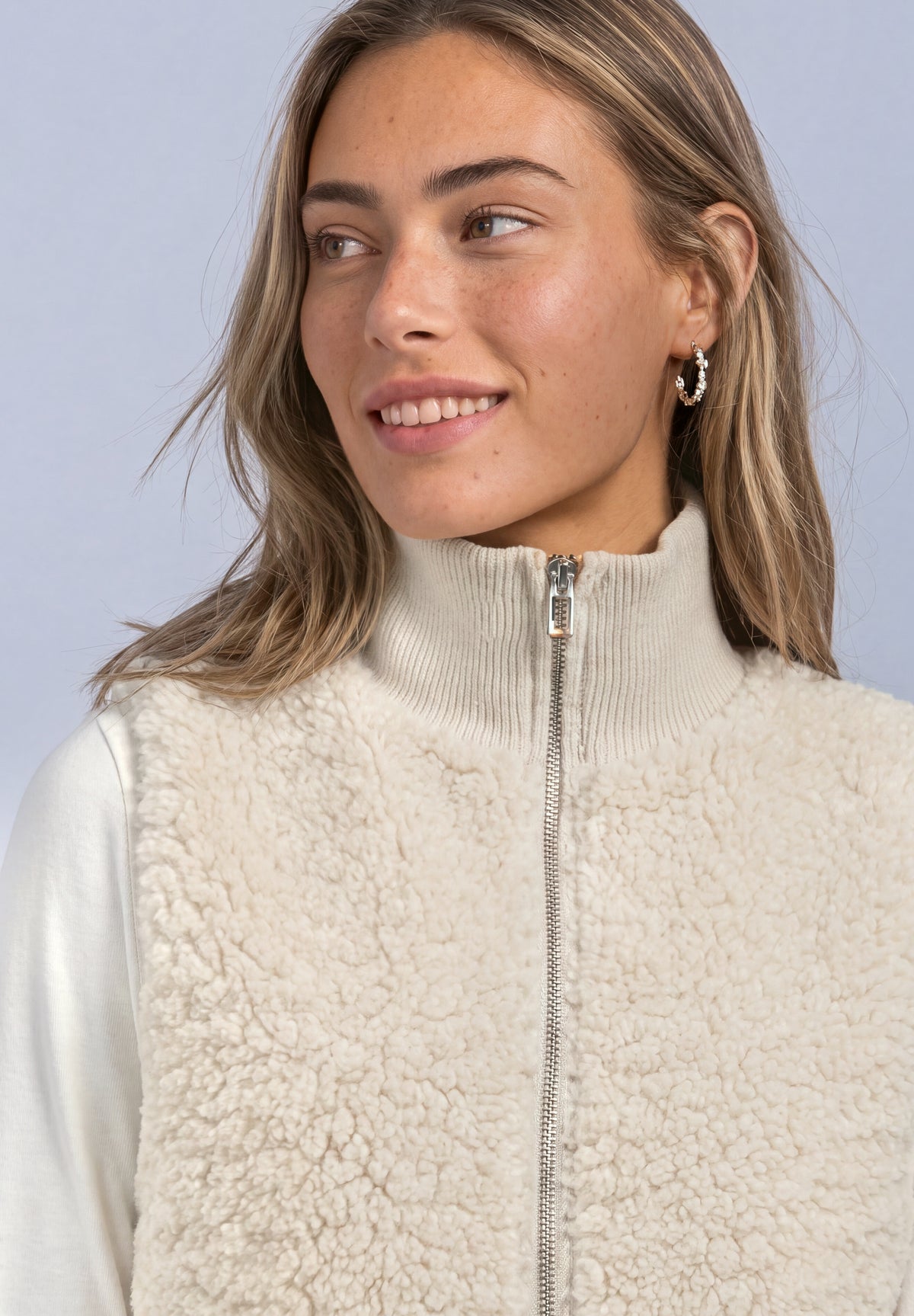 Fake Fur Weste mit Strickdetails von Street One