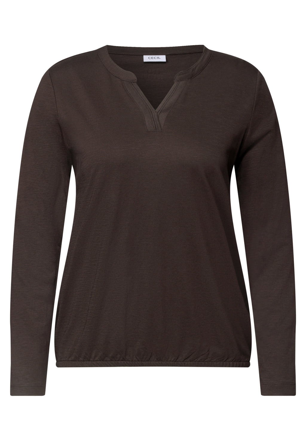 Shirt mit Split Neck im Tunika-Look in Unifarbe von Cecil