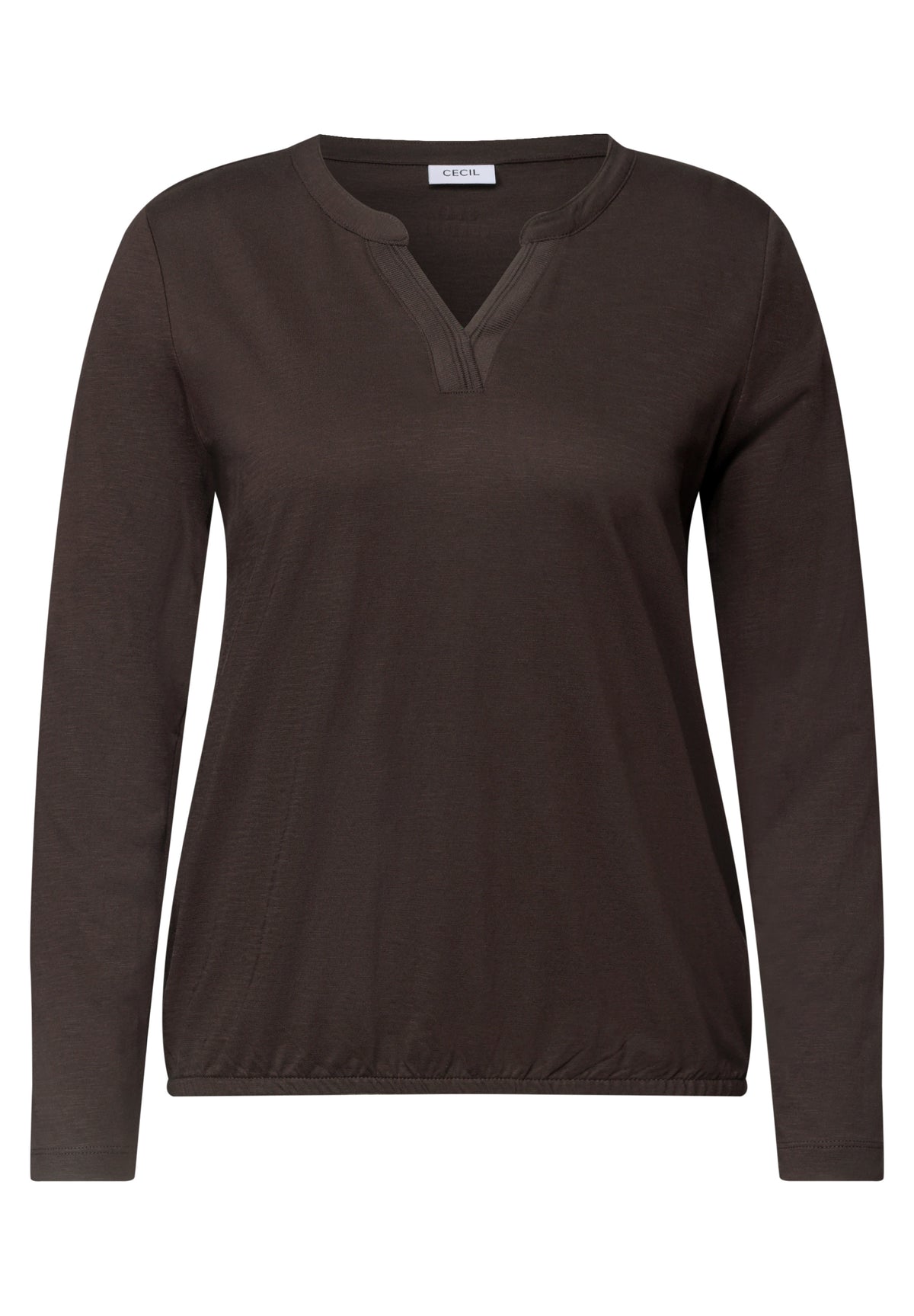 Shirt mit Split Neck im Tunika-Look in Unifarbe von Cecil