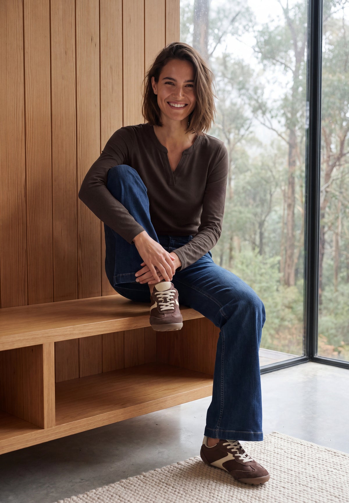 Shirt mit Split Neck im Tunika-Look in Unifarbe von Cecil
