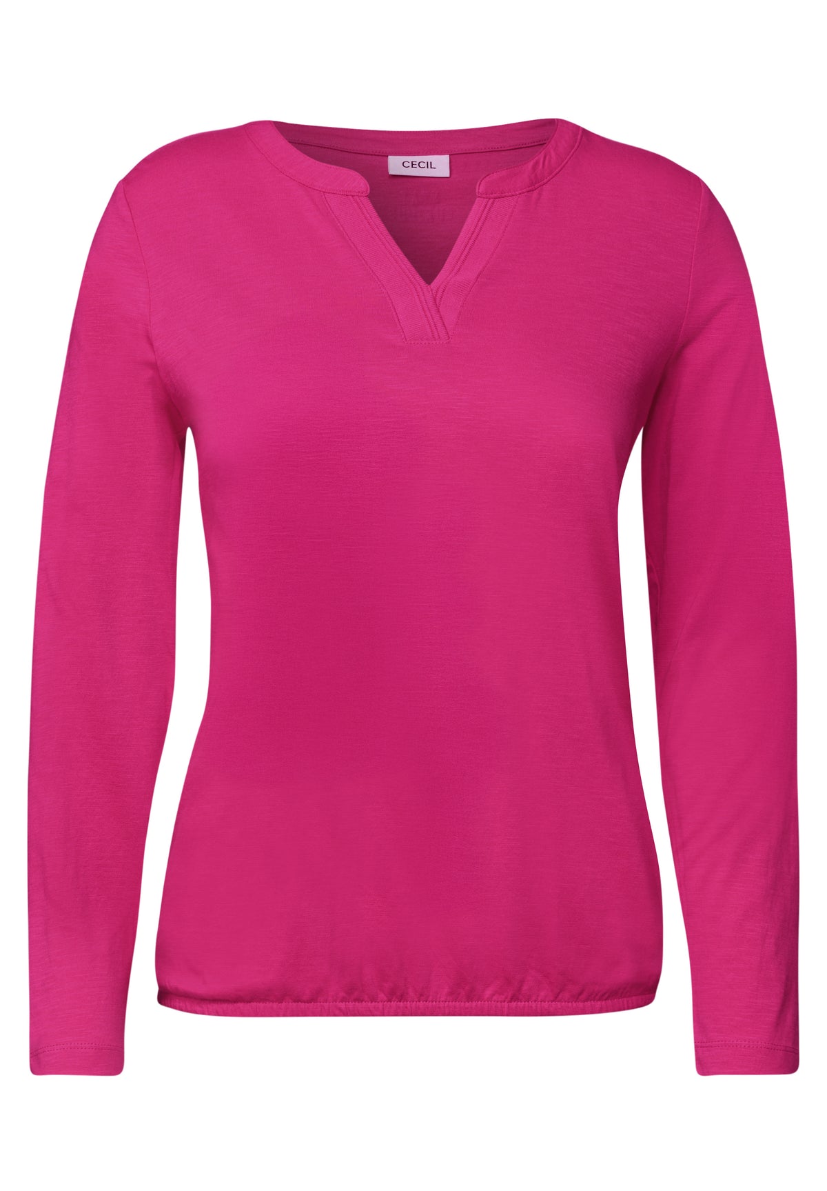 Shirt mit Split Neck im Tunika-Look in Unifarbe von Cecil