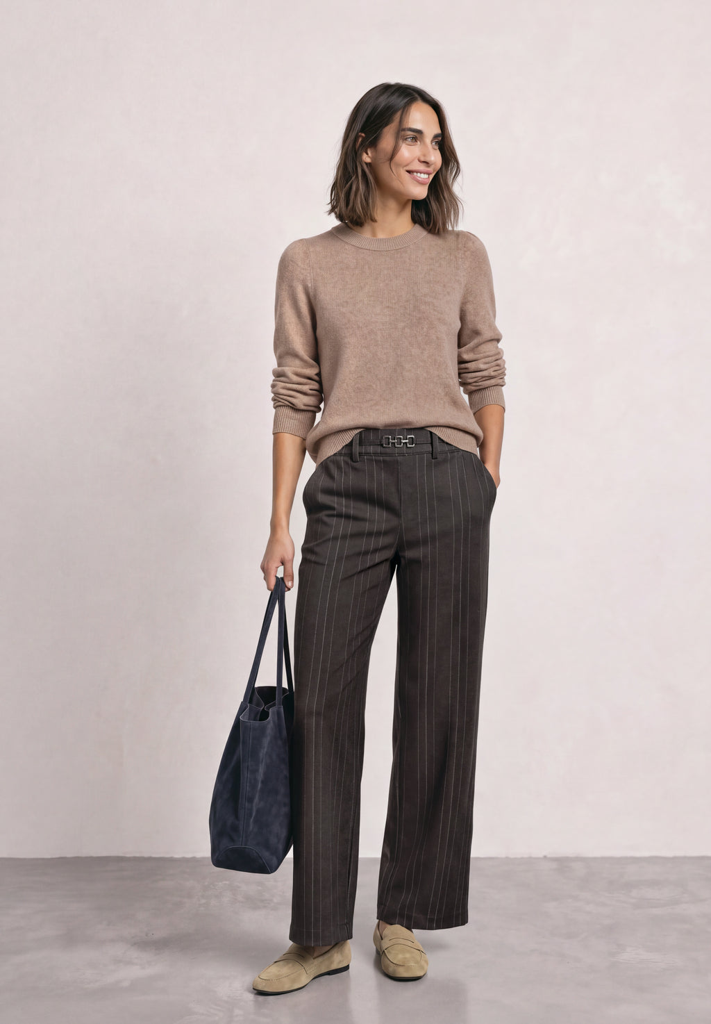 Straight-Leg-Hose Amalia mit Streifen und Schnalle von Street One