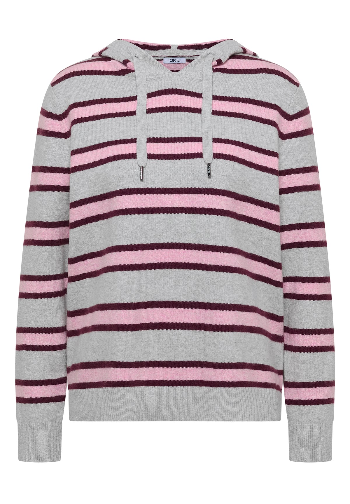 Langarm Pullover mit Kapuze und Streifen von Cecil