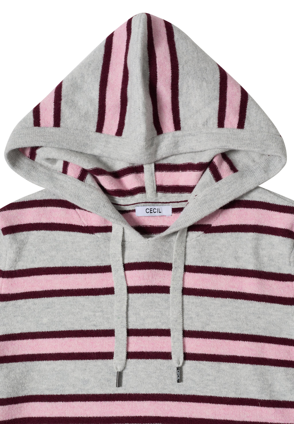 Langarm Pullover mit Kapuze und Streifen von Cecil
