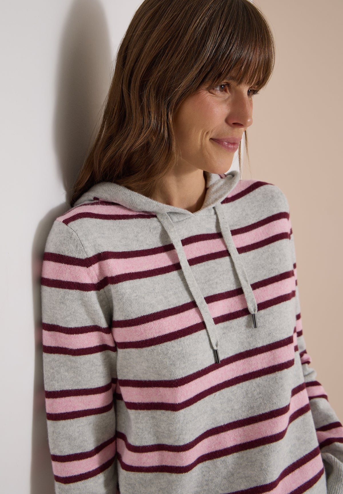 Langarm Pullover mit Kapuze und Streifen von Cecil
