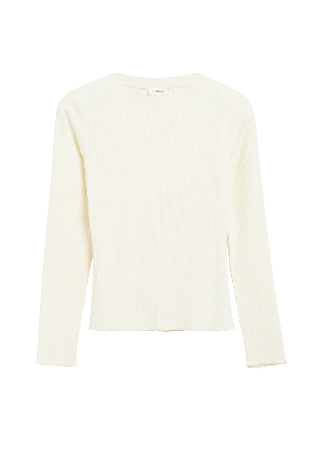 Geripptes Langarmshirt mit Bogenkante von s.Oliver