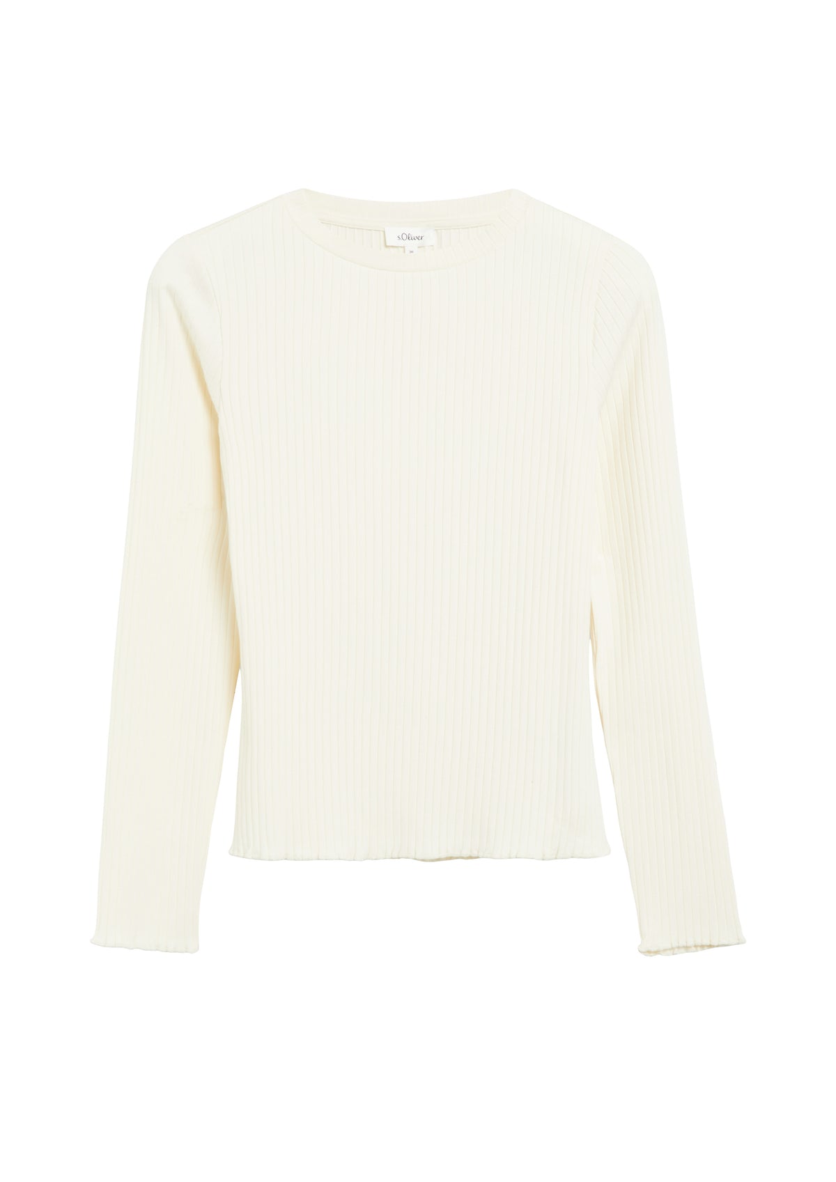 Geripptes Langarmshirt mit Bogenkante von s.Oliver