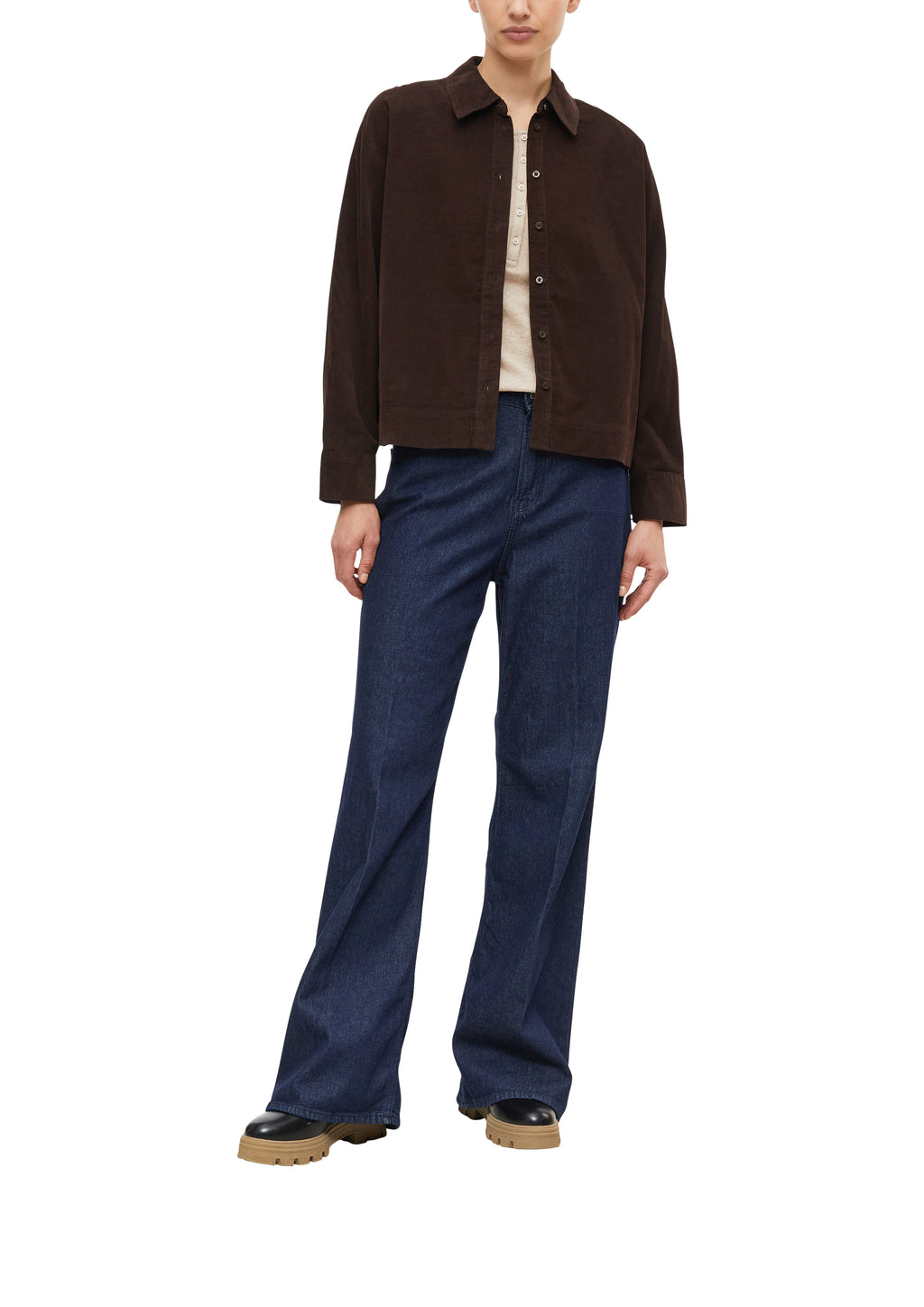 Feincord-Bluse mit Fledermausärmeln von s.Oliver