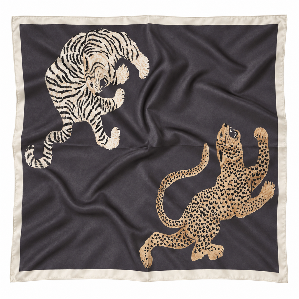 Quadratisches Tuch Tiam mit Leopardenmotiv von Houy Mode