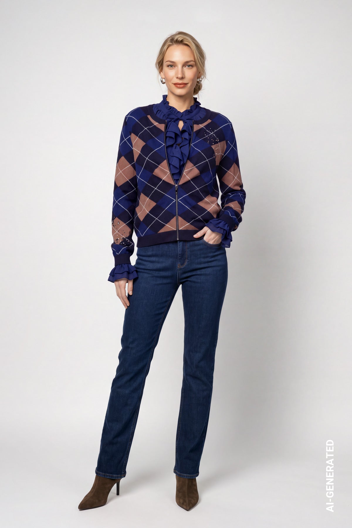 Strickjacke mit Rautenmuster