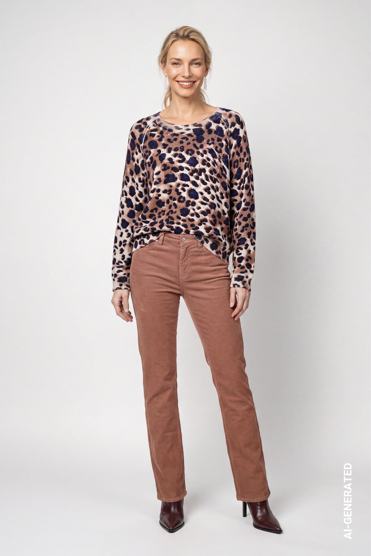 Strickpullover im Leopardenmuster