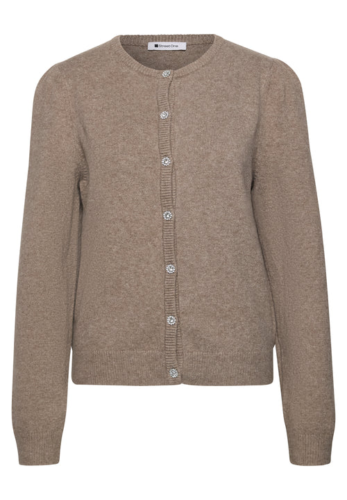 Langarm Cardigan mit Rundhals und Knöpfen