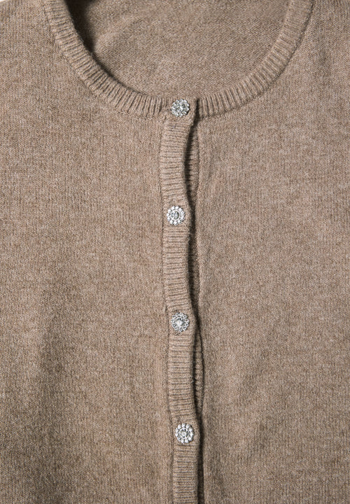 Langarm Cardigan mit Rundhals und Knöpfen
