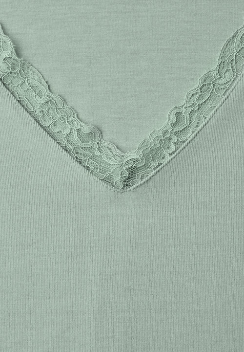 Langarm Shirt mit V-Neck und Spitzendetail