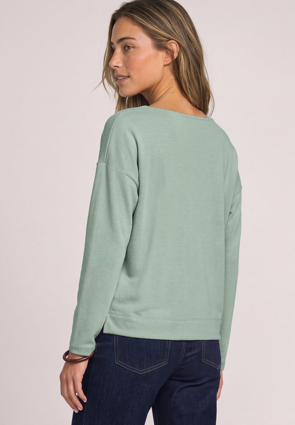 Langarm Shirt mit V-Neck und Spitzendetail