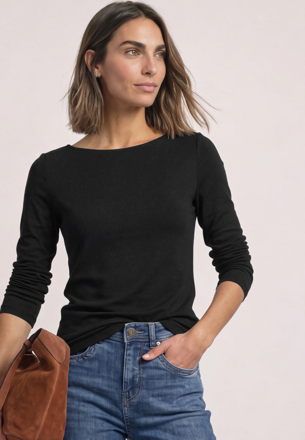 Basic Shirt mit U-Boot-Ausschnitt