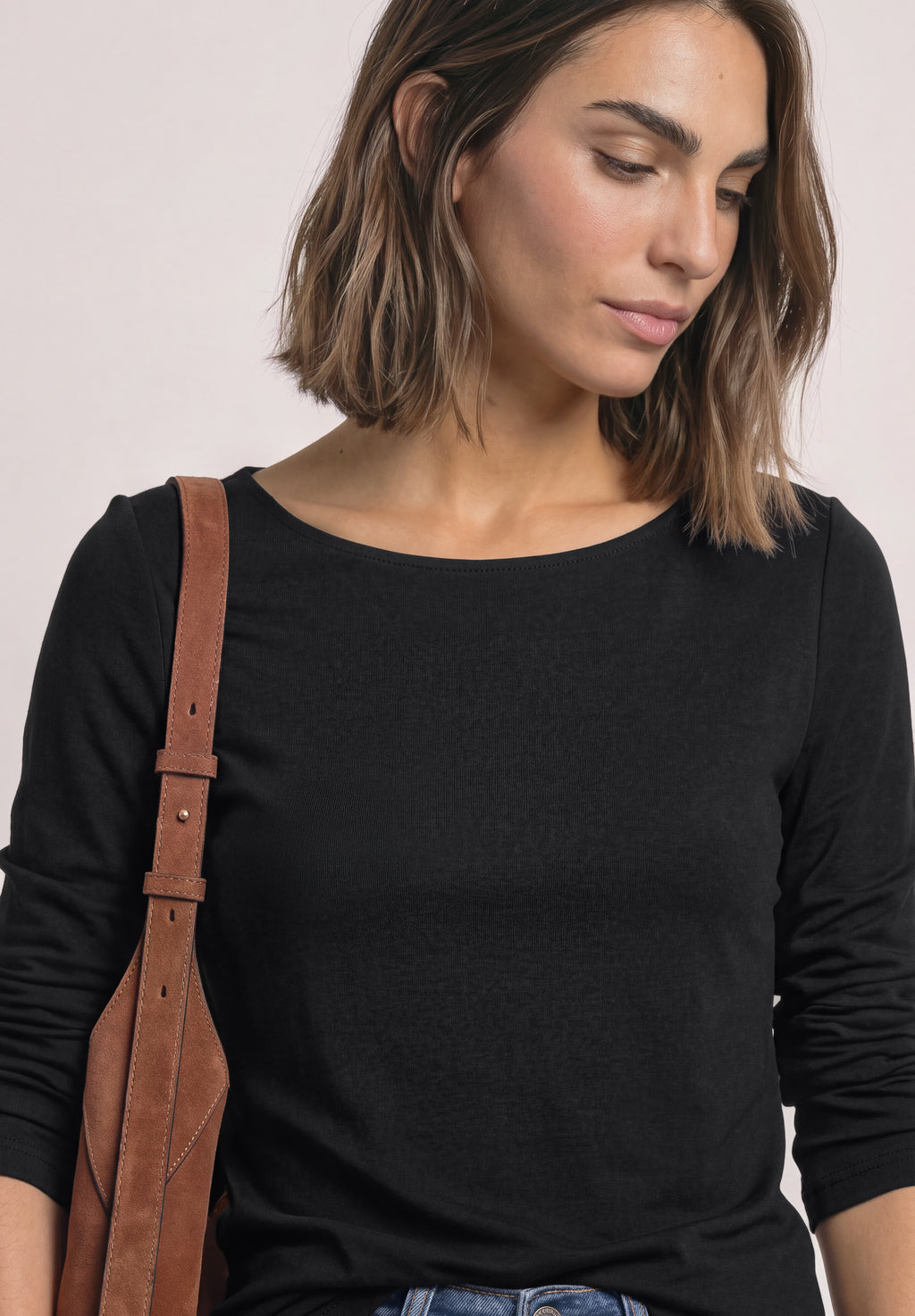 Basic Shirt mit U-Boot-Ausschnitt
