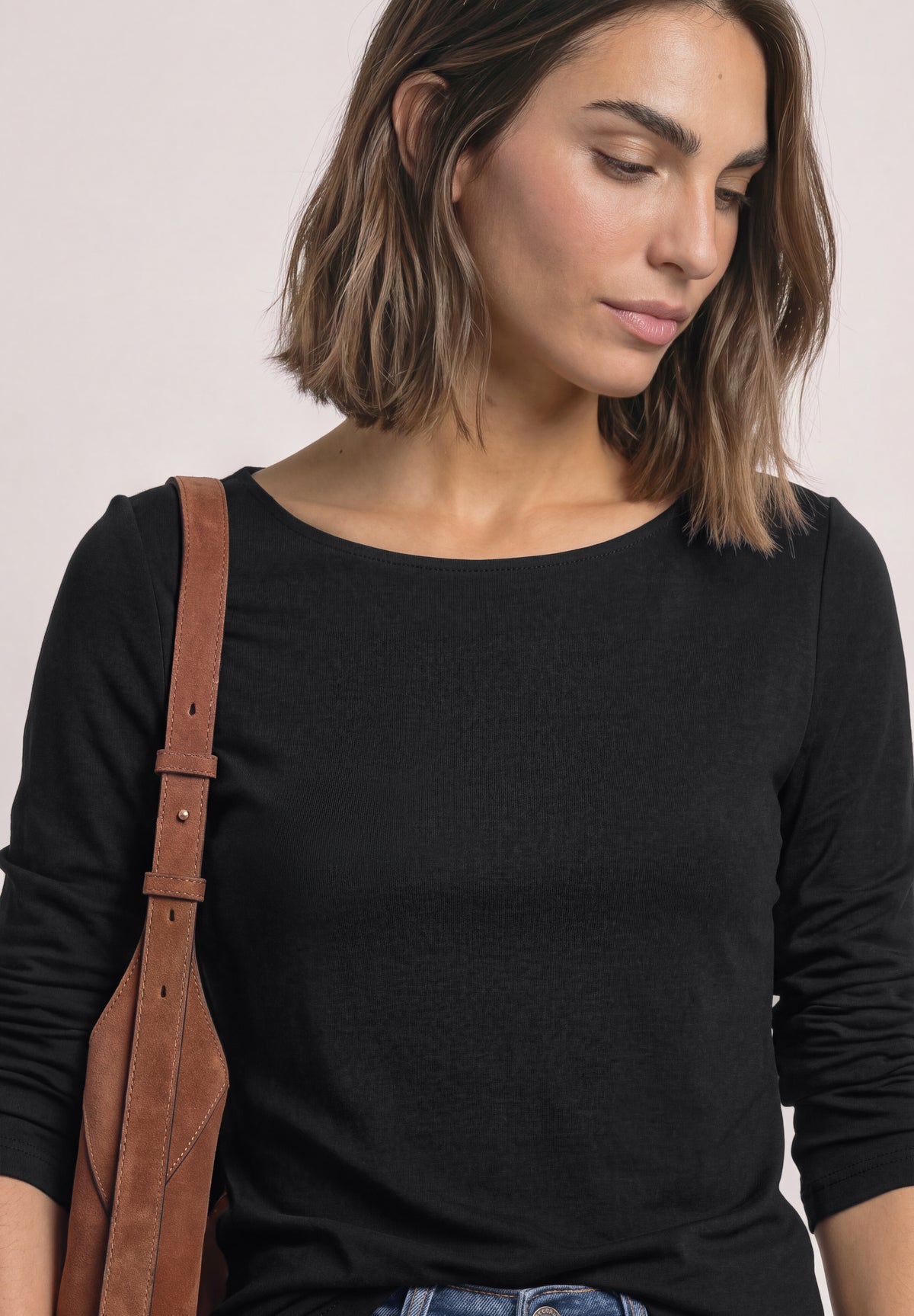 Basic Shirt mit U-Boot-Ausschnitt