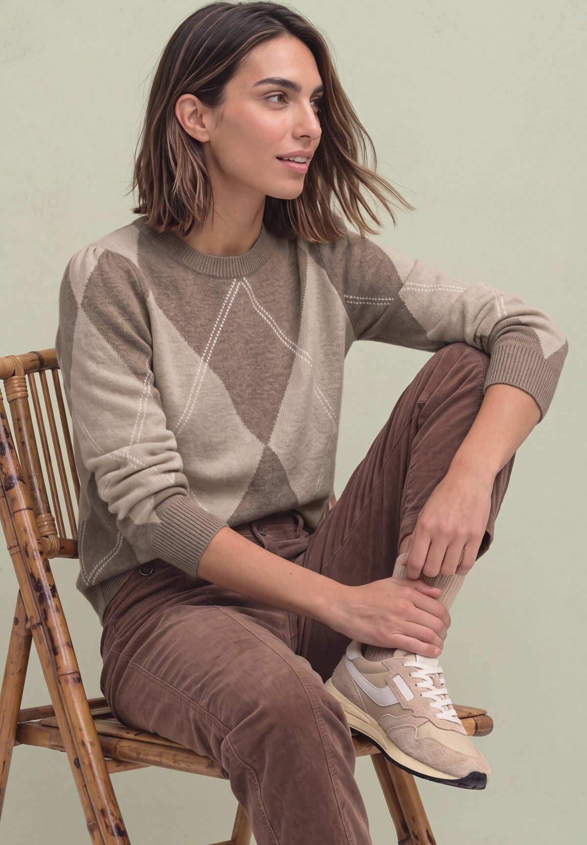 Langarm Pullover mit Argyle-Muster