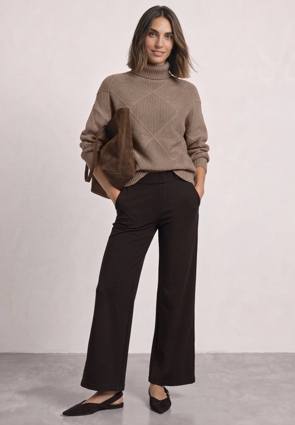 Pullover mit Rollkragen und Strukturmix