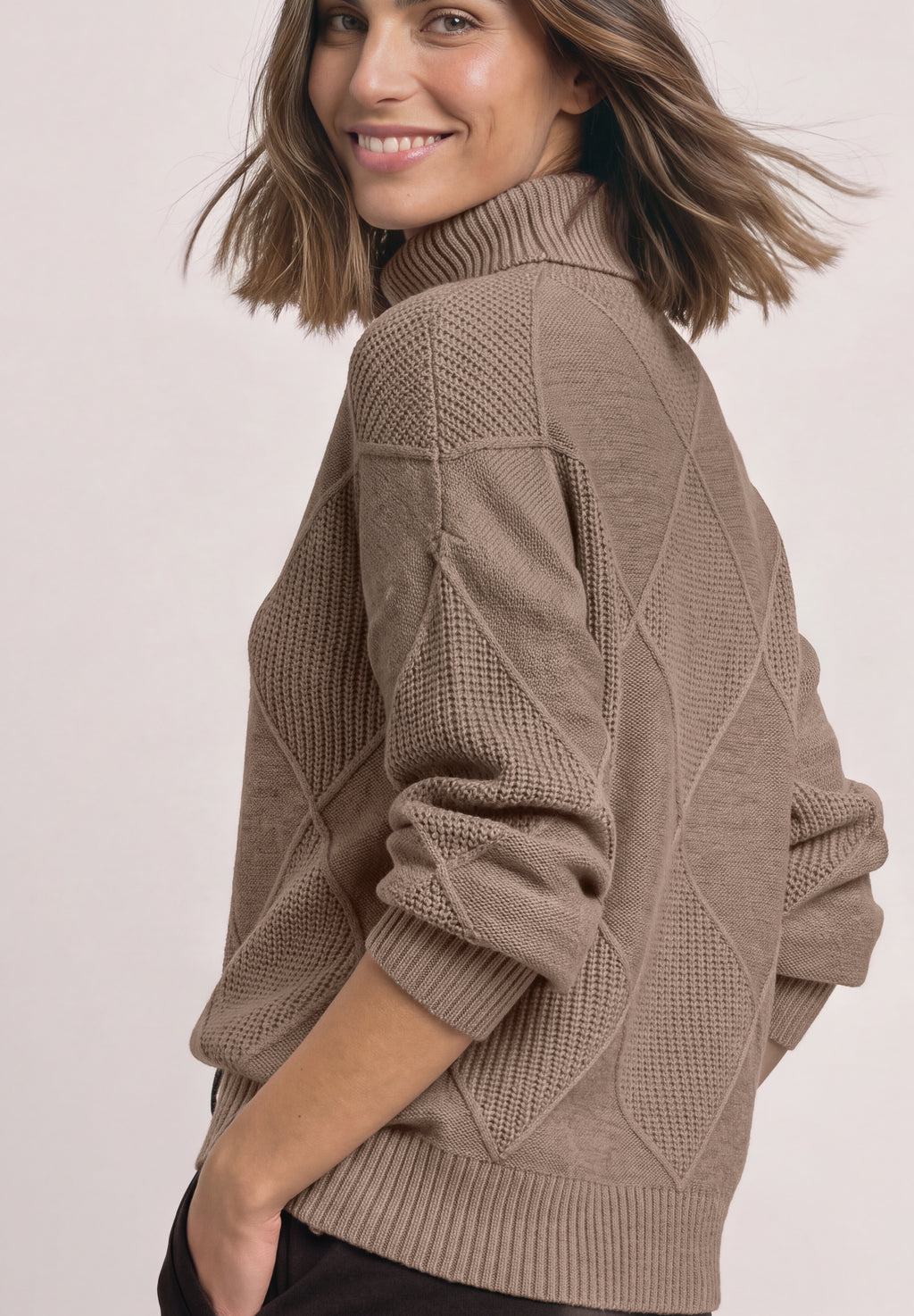Pullover mit Rollkragen und Strukturmix