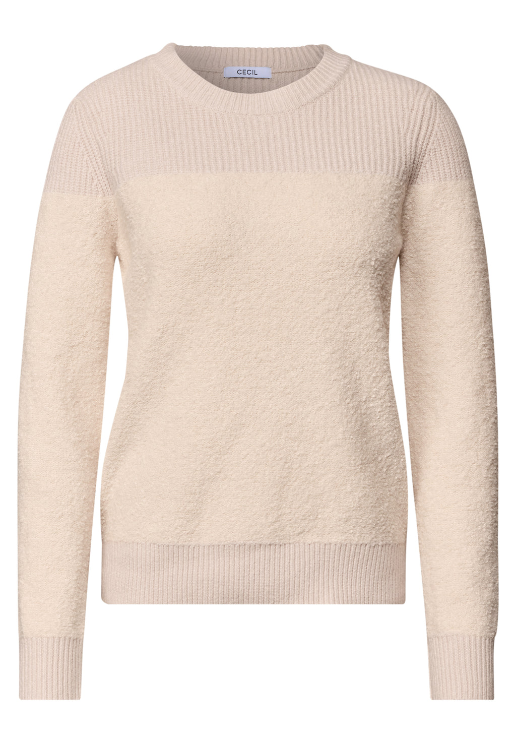 Bouclé-Mix Pullover mit Rundhals