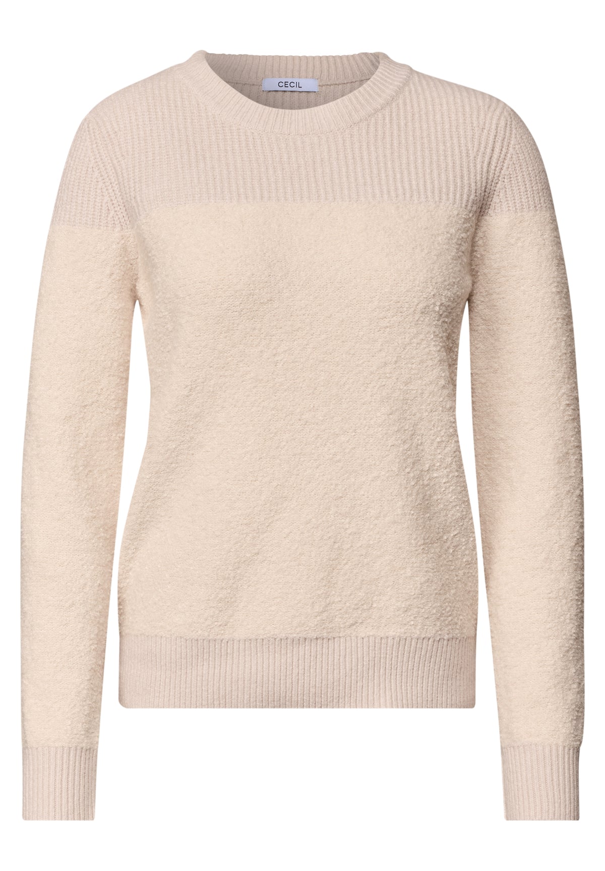 Bouclé-Mix Pullover mit Rundhals