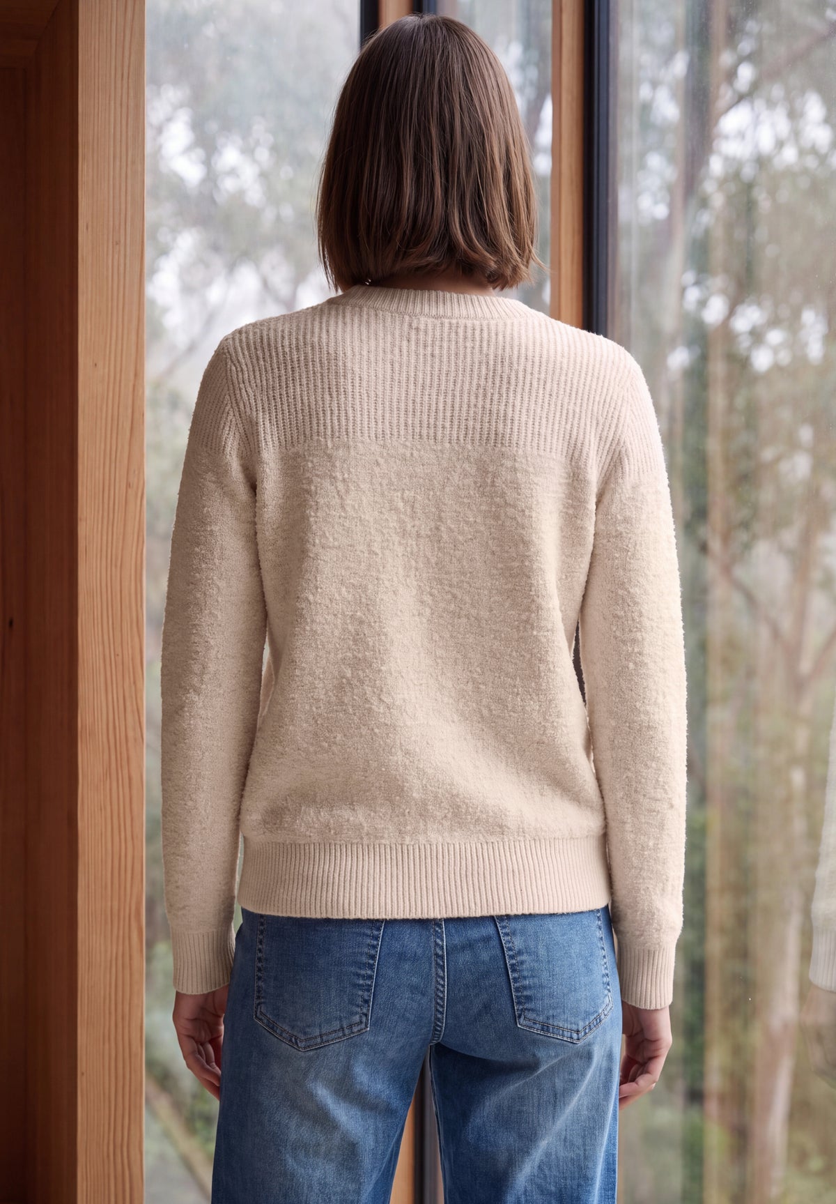 Bouclé-Mix Pullover mit Rundhals