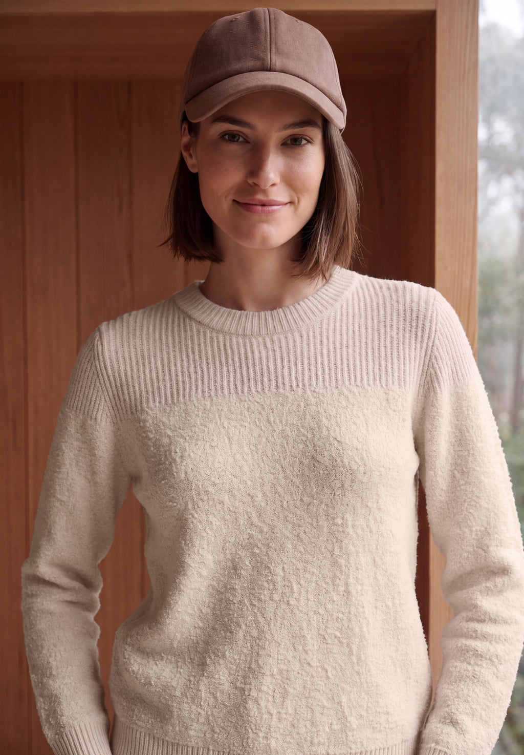 Bouclé-Mix Pullover mit Rundhals