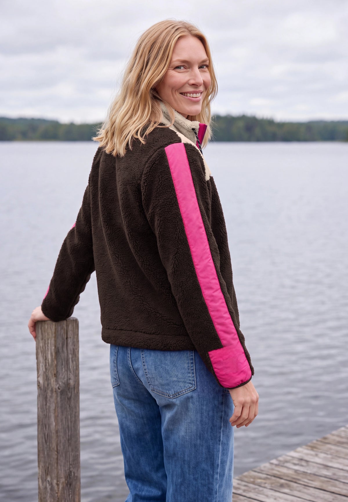 Teddy-Jacke mit Softshelldetails