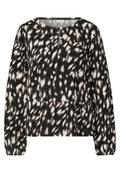 Langarm Bluse mit Schößchen und Rehprint