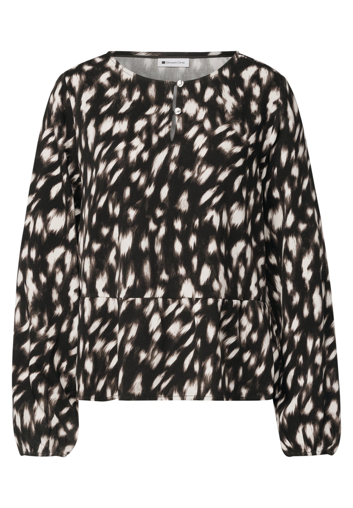 Langarm Bluse mit Schößchen und Rehprint