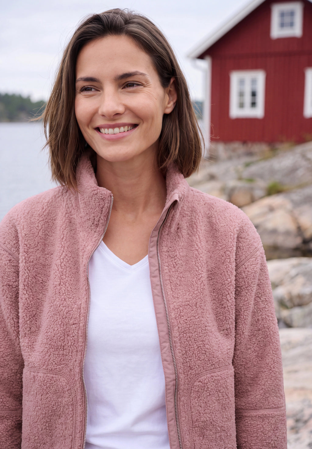 Teddyjacke mit Stehkragen und Zipper