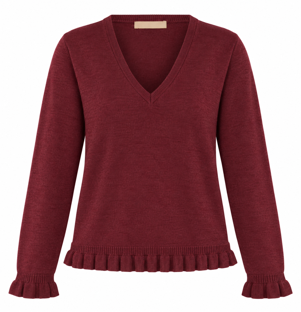 Strickpullover mit V-Ausschnitt und Volants von Culture