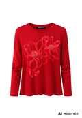 Shirt ROUGE CONTRAST mit floralem Frontprint und Ziersteinen