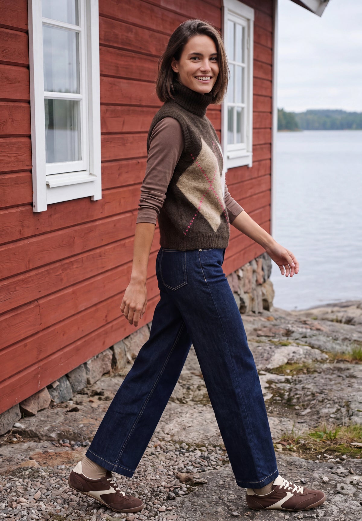 Pullunder mit Kragen und Argyle-Muster