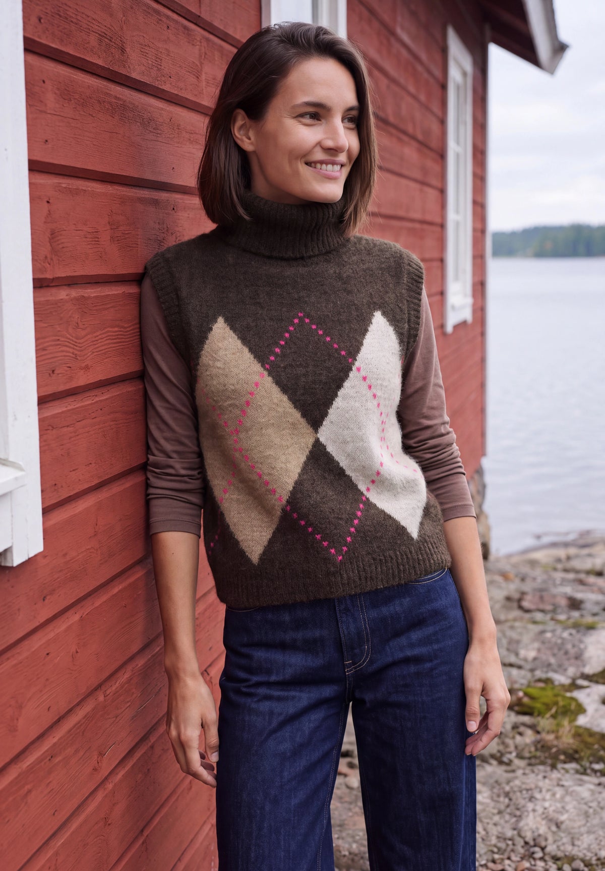 Pullunder mit Kragen und Argyle-Muster