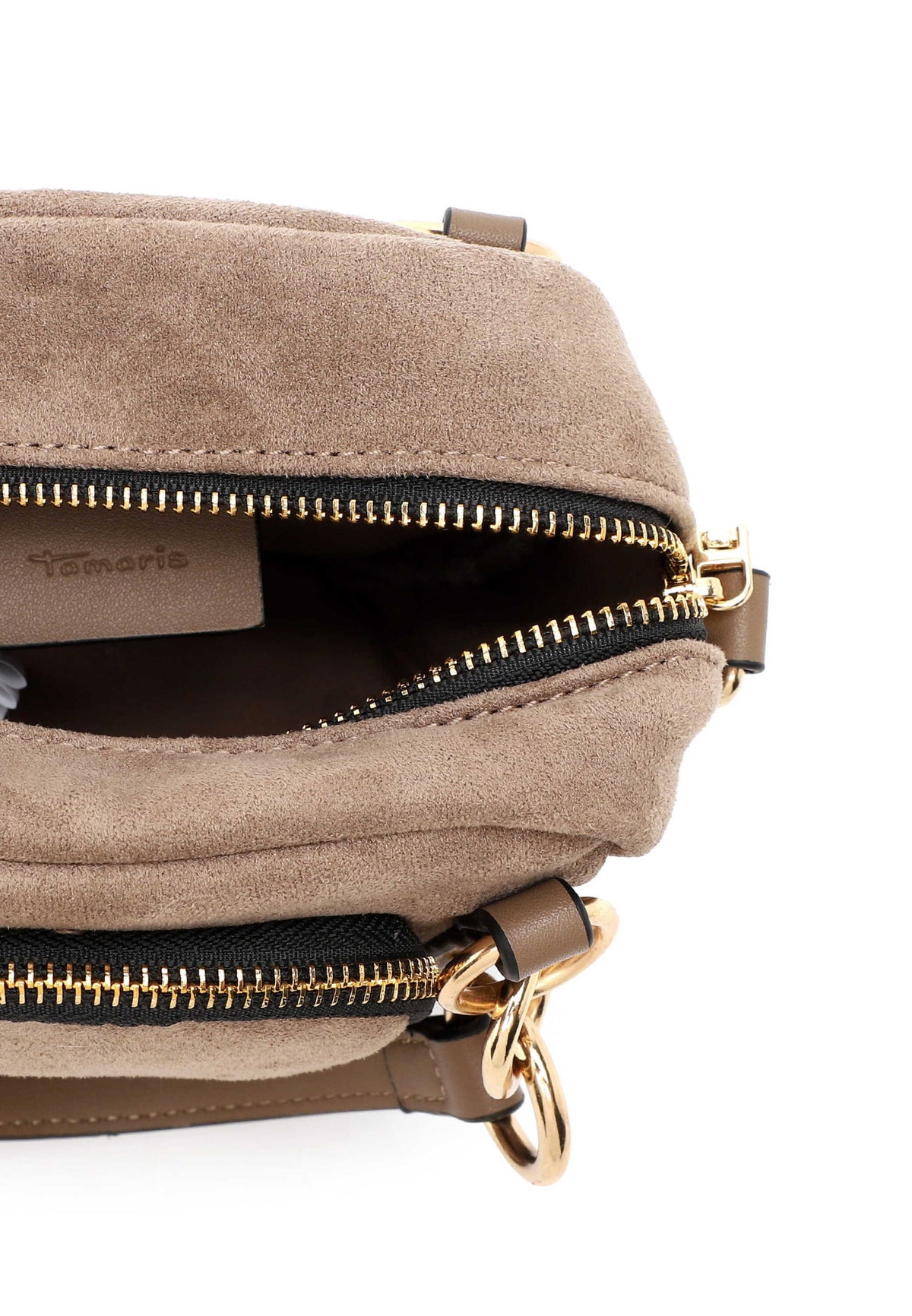 Shopper Manja in Veloursoptik in Taupe von Tamaris