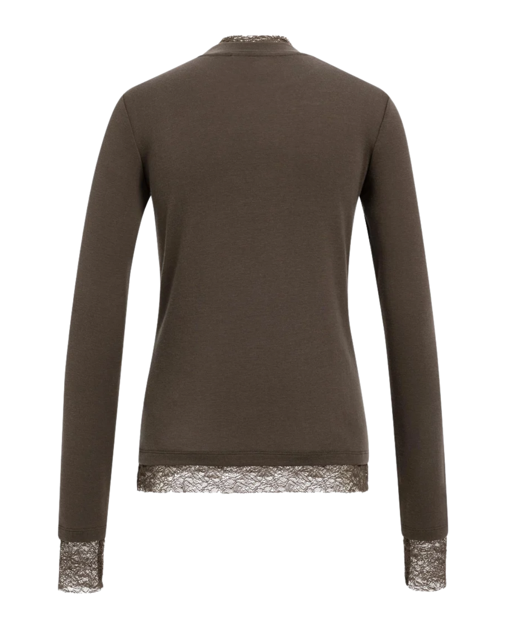 Langärmeliges Jersey-Oberteil mit Spitzendetails | YaYa