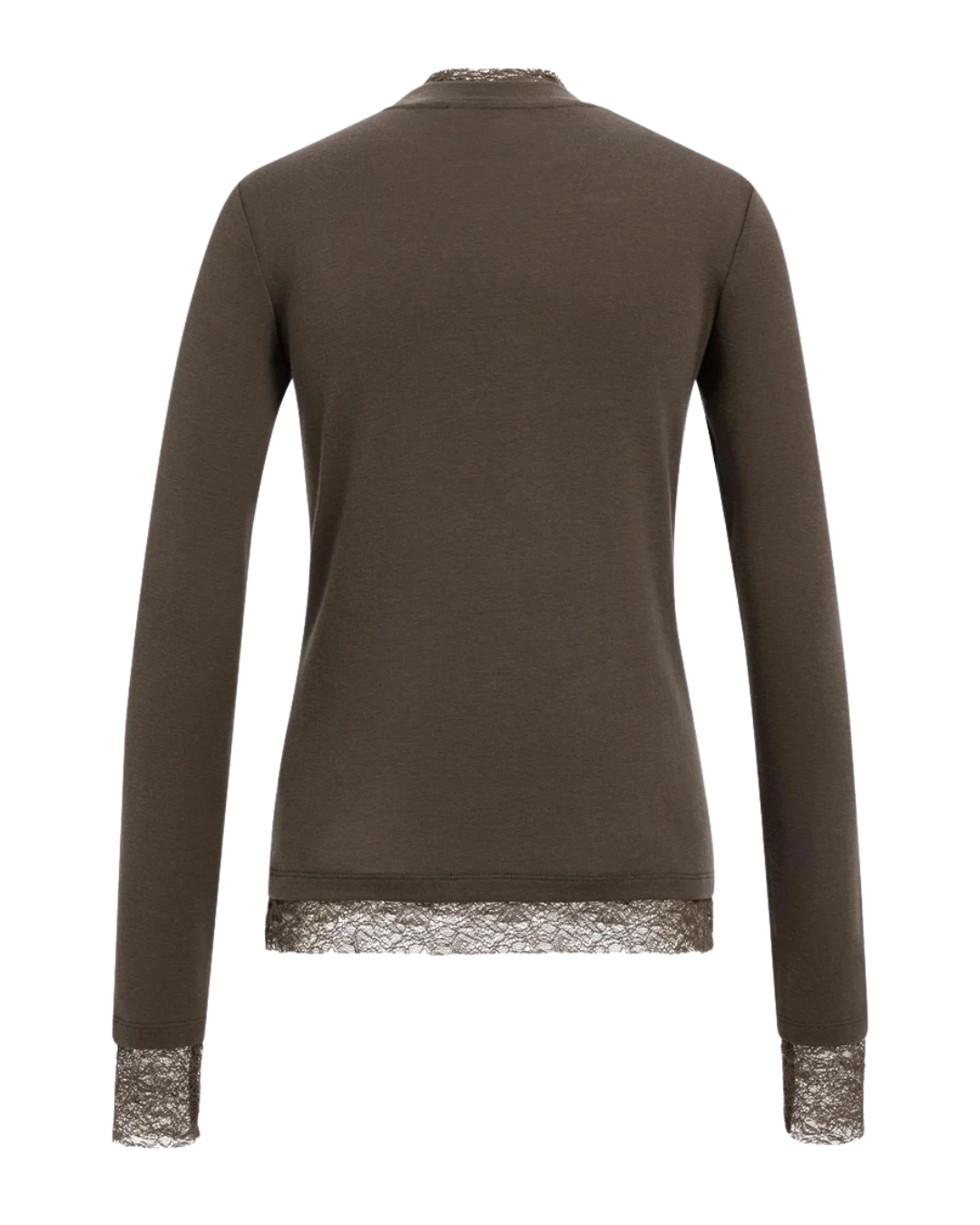 Langärmeliges Jersey-Oberteil mit Spitzendetails | YaYa