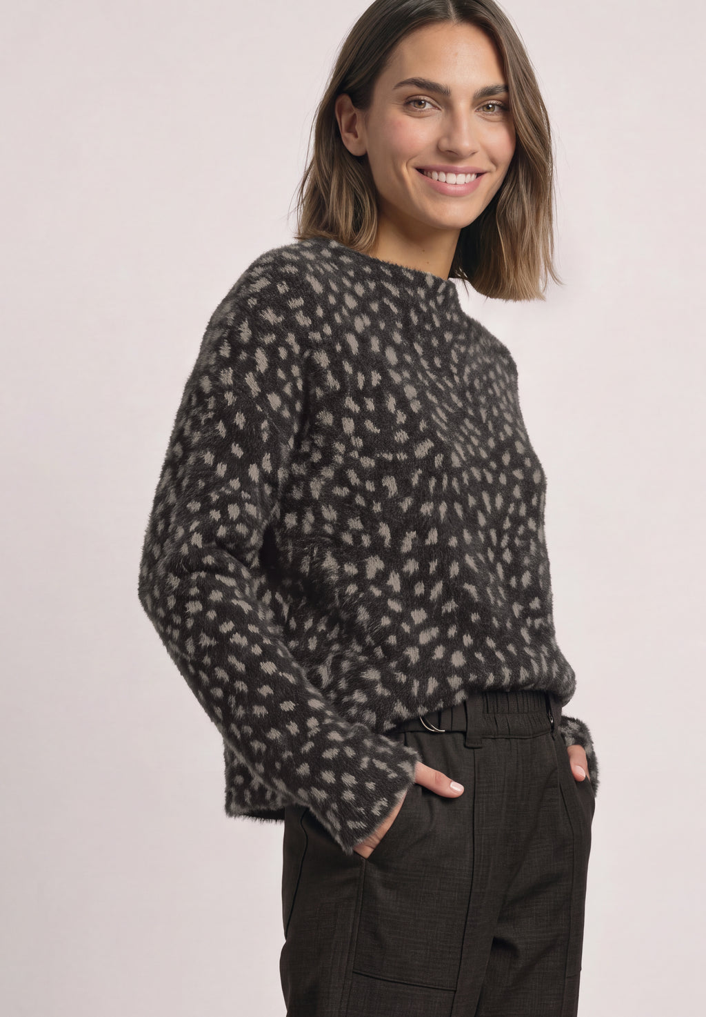 Langarm Shirt mit Turtle Neck und Muster