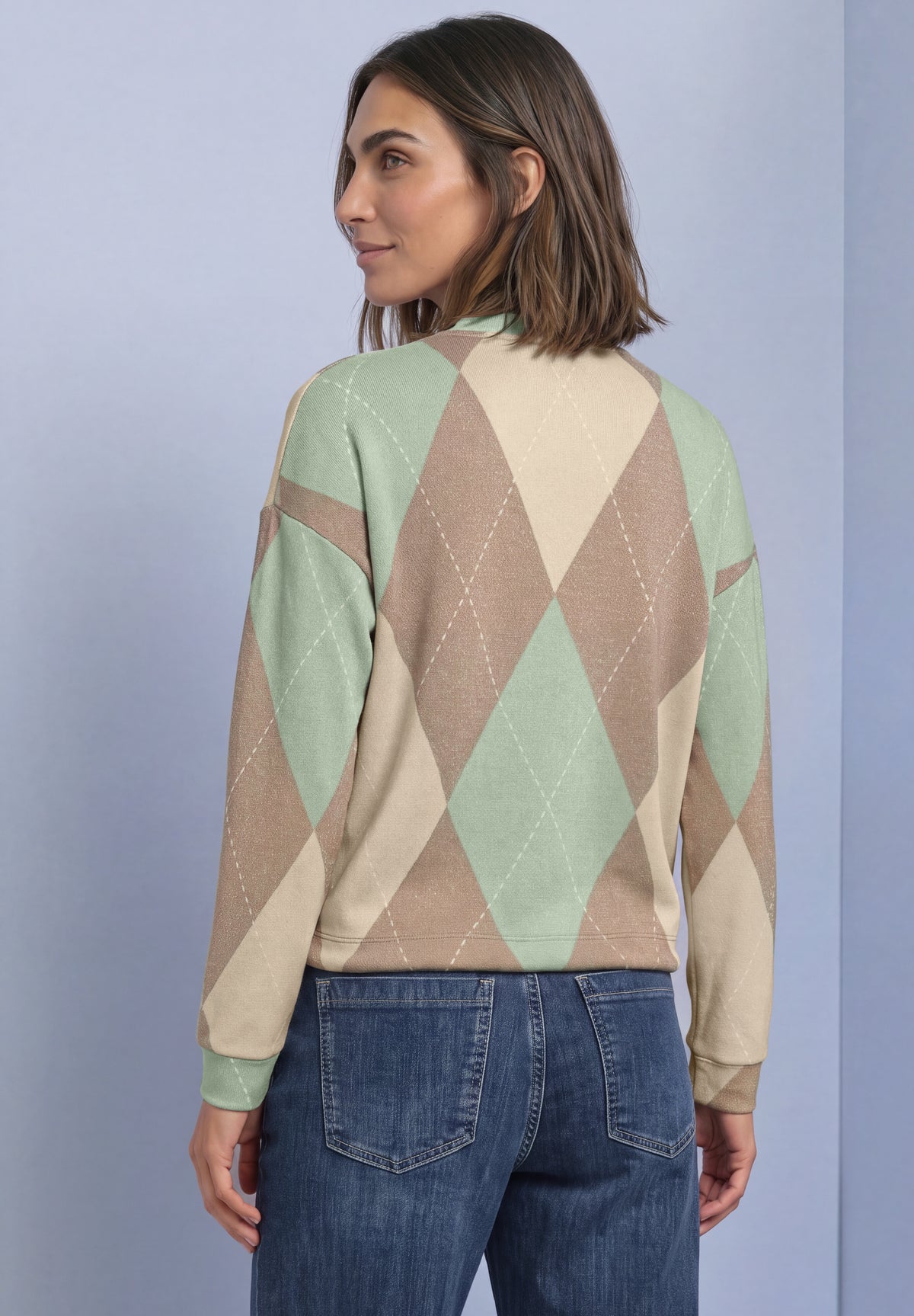 Langarm Shirt mit Turtle Neck und Muster