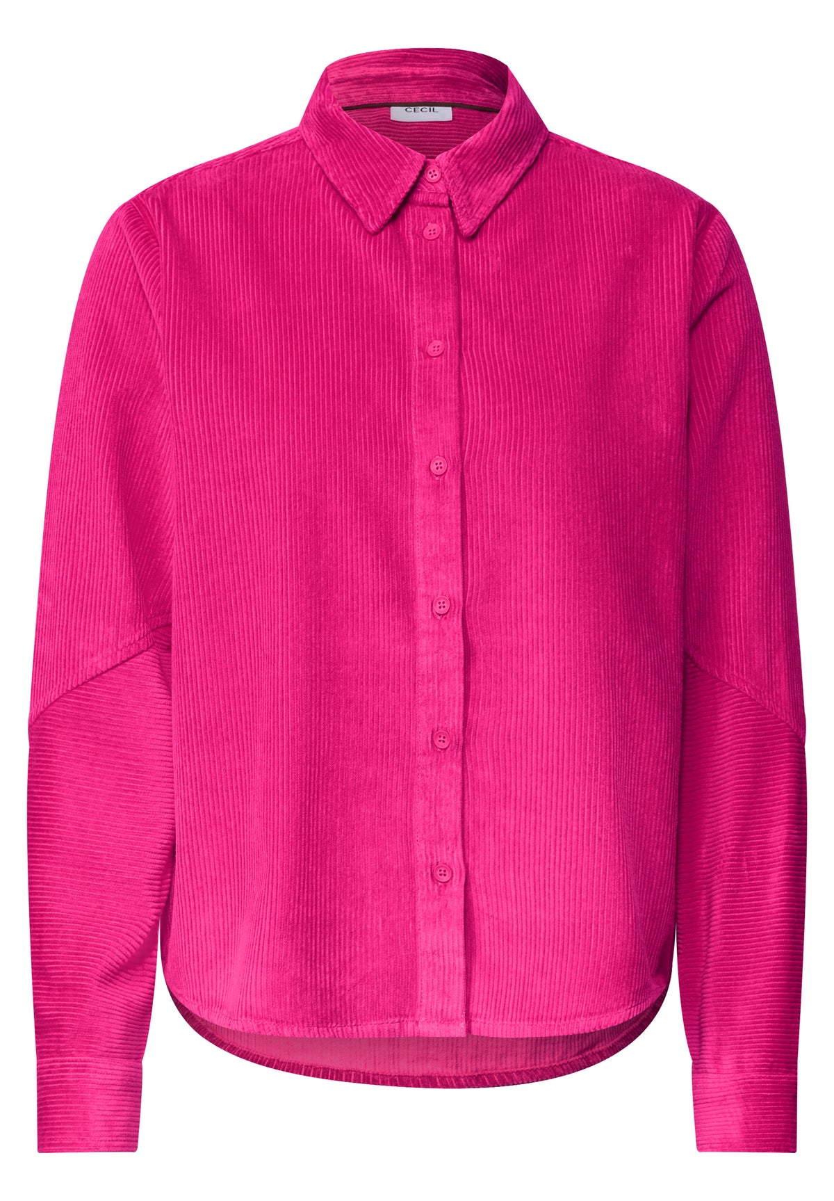 Langarm Hemdbluse aus Cord in Unifarbe