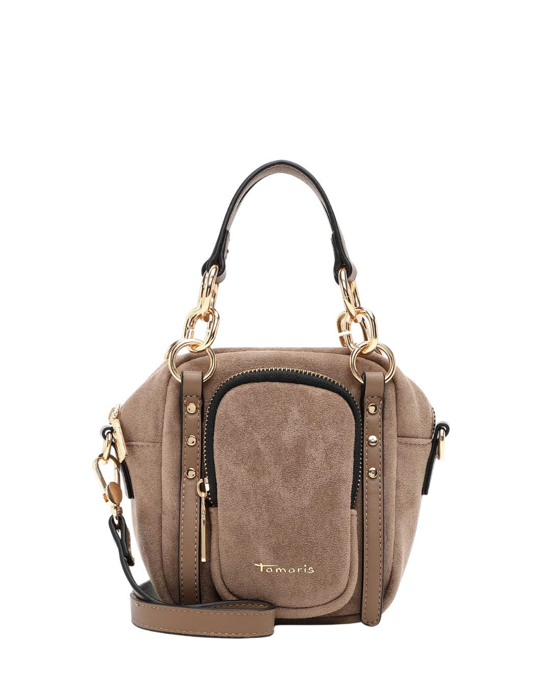 Shopper Manja in Veloursoptik in Taupe von Tamaris