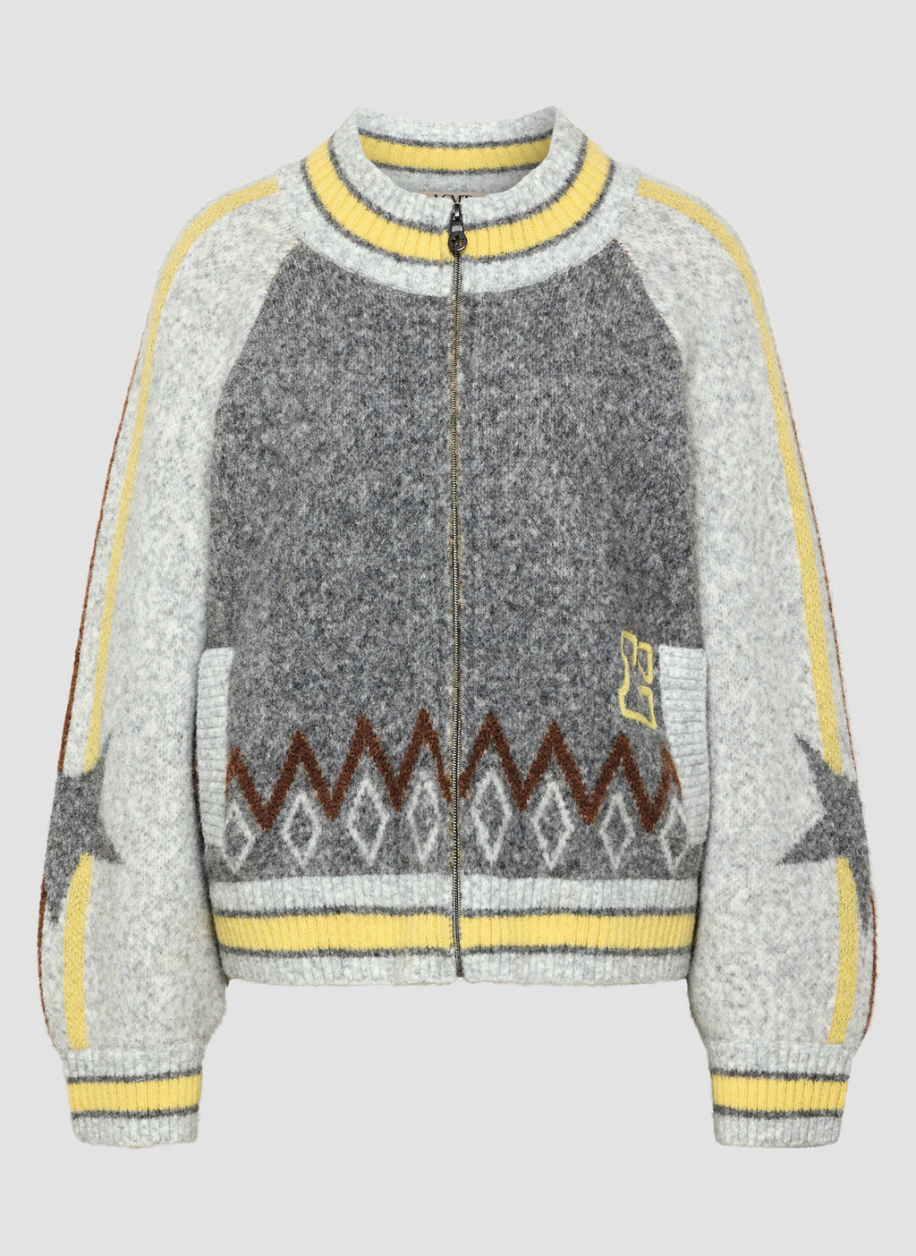 Strickpullover mit Stehkragen und Print von Lecomte