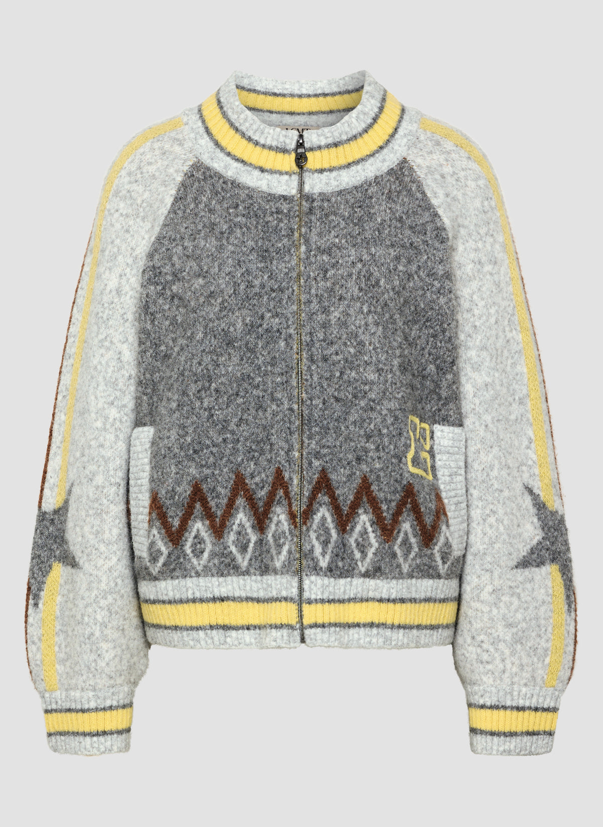 Strickpullover mit Stehkragen und Print von Lecomte