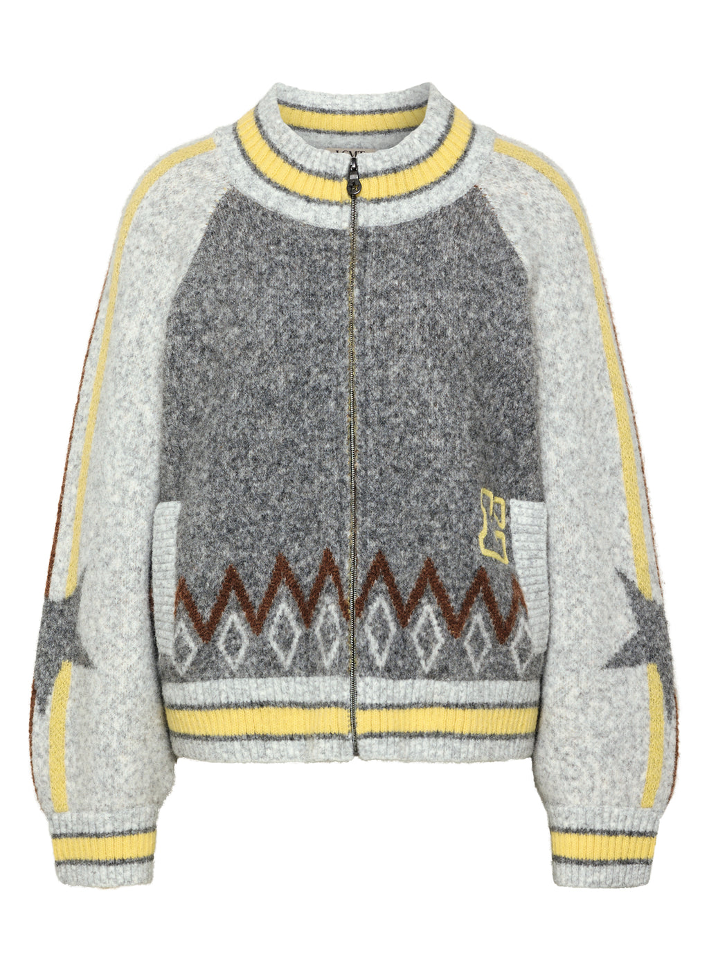 Strickpullover mit Stehkragen und Print von Lecomte