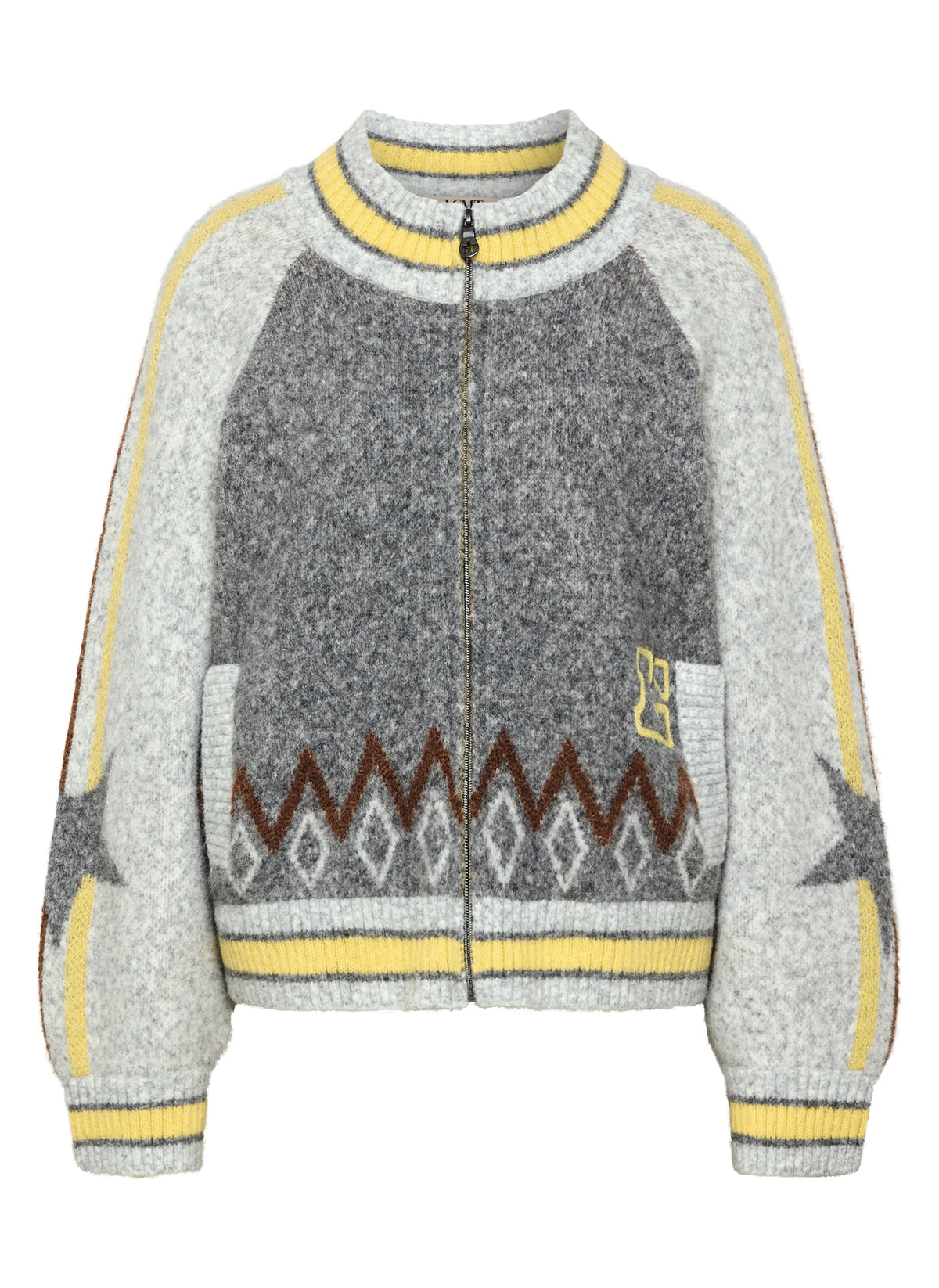 Strickpullover mit Stehkragen und Print von Lecomte