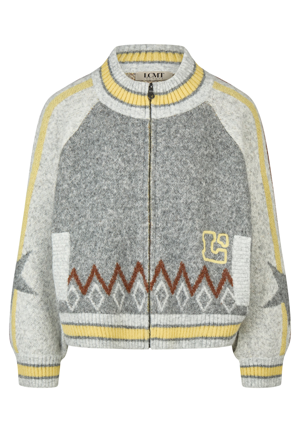 Strickpullover mit Stehkragen und Print von Lecomte