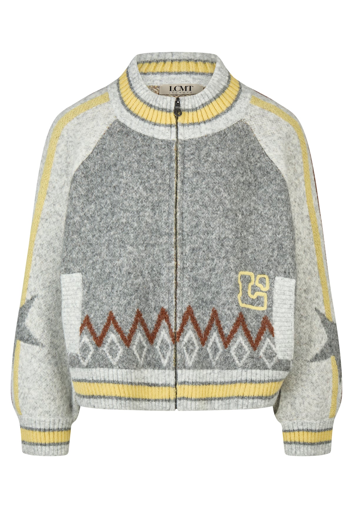 Strickpullover mit Stehkragen und Print von Lecomte